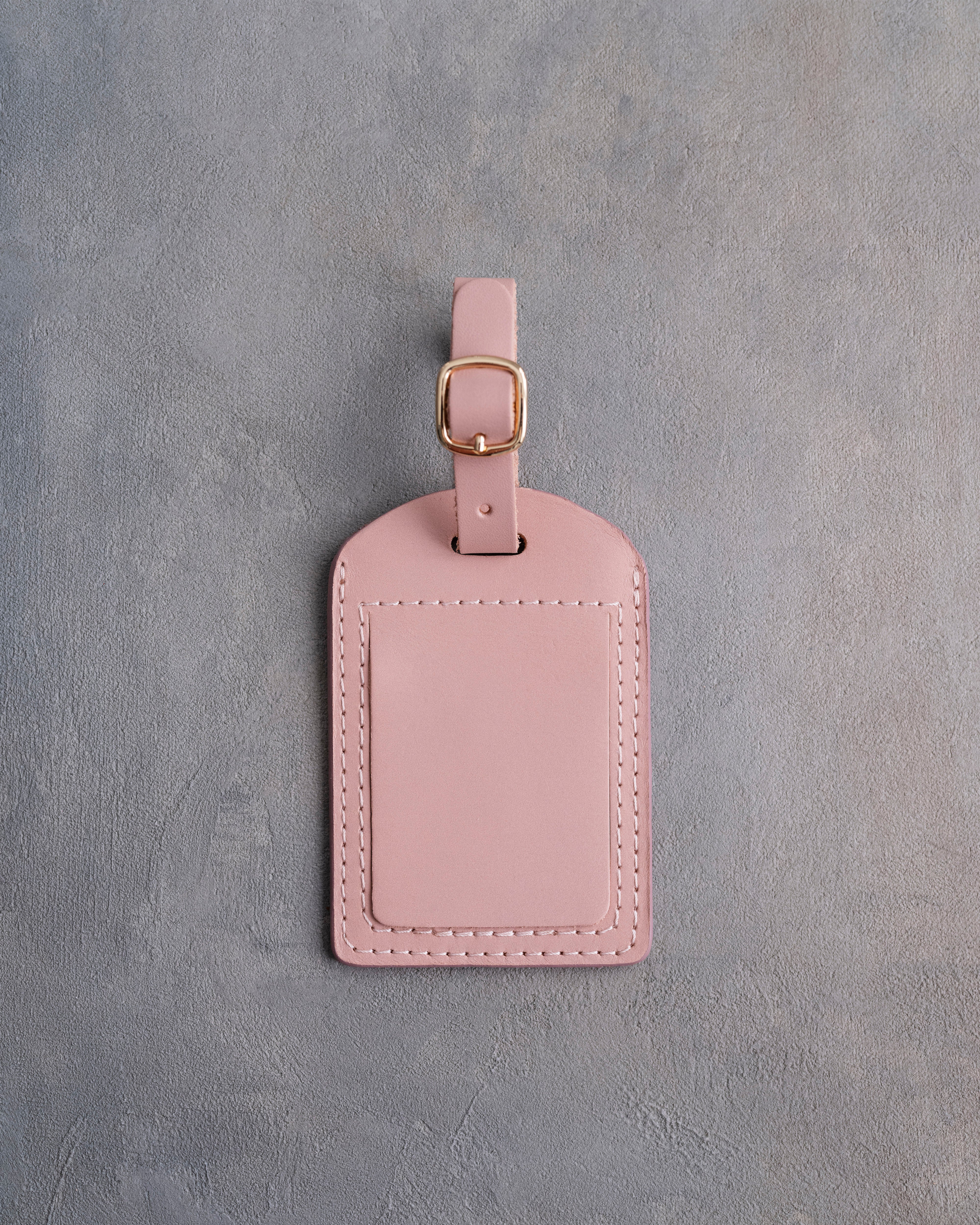 Floral Name Luggage Tag in Blush Leather
