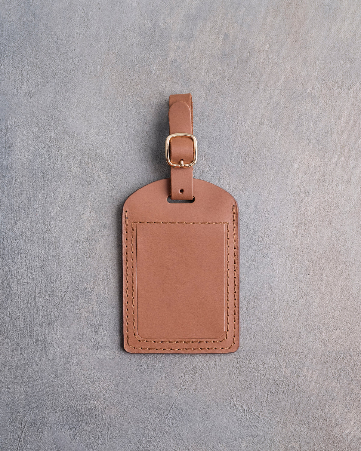 Floral Name Luggage Tag in Caramel Leather with hand-finished detailing