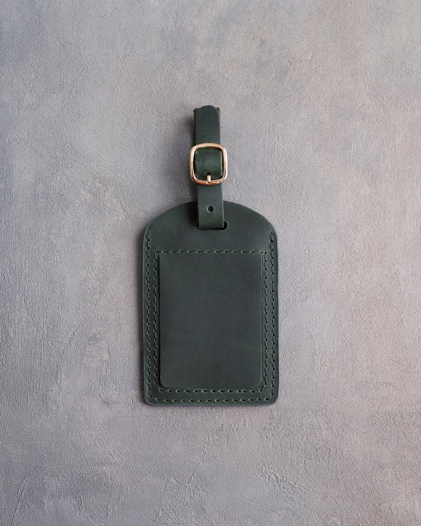 Floral Name Luggage Tag in Forest Green Leather with hand-finished detailing