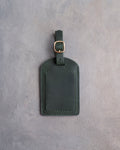 Floral Name Luggage Tag in Forest Green Leather