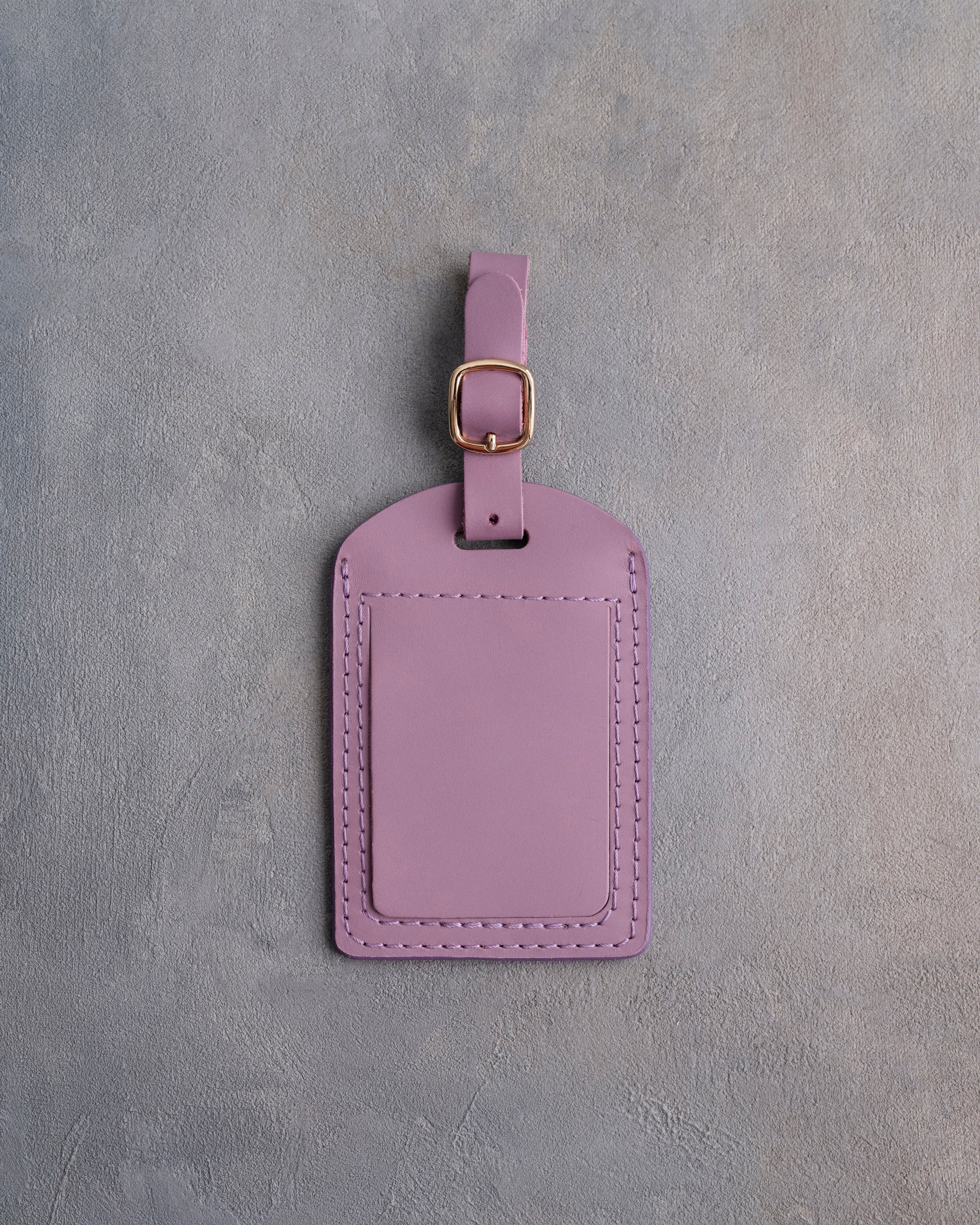Floral Name Luggage Tag in Lilac Leather