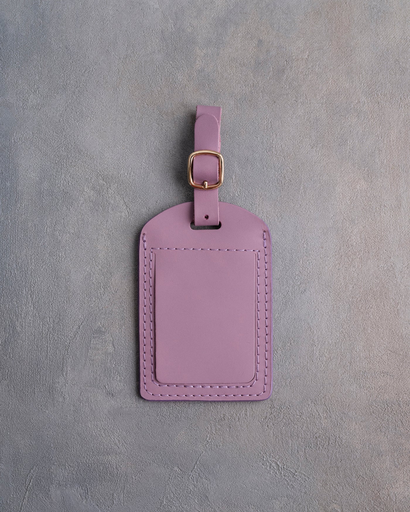 Floral Name Luggage Tag in Lilac Leather with hand-finished detailing