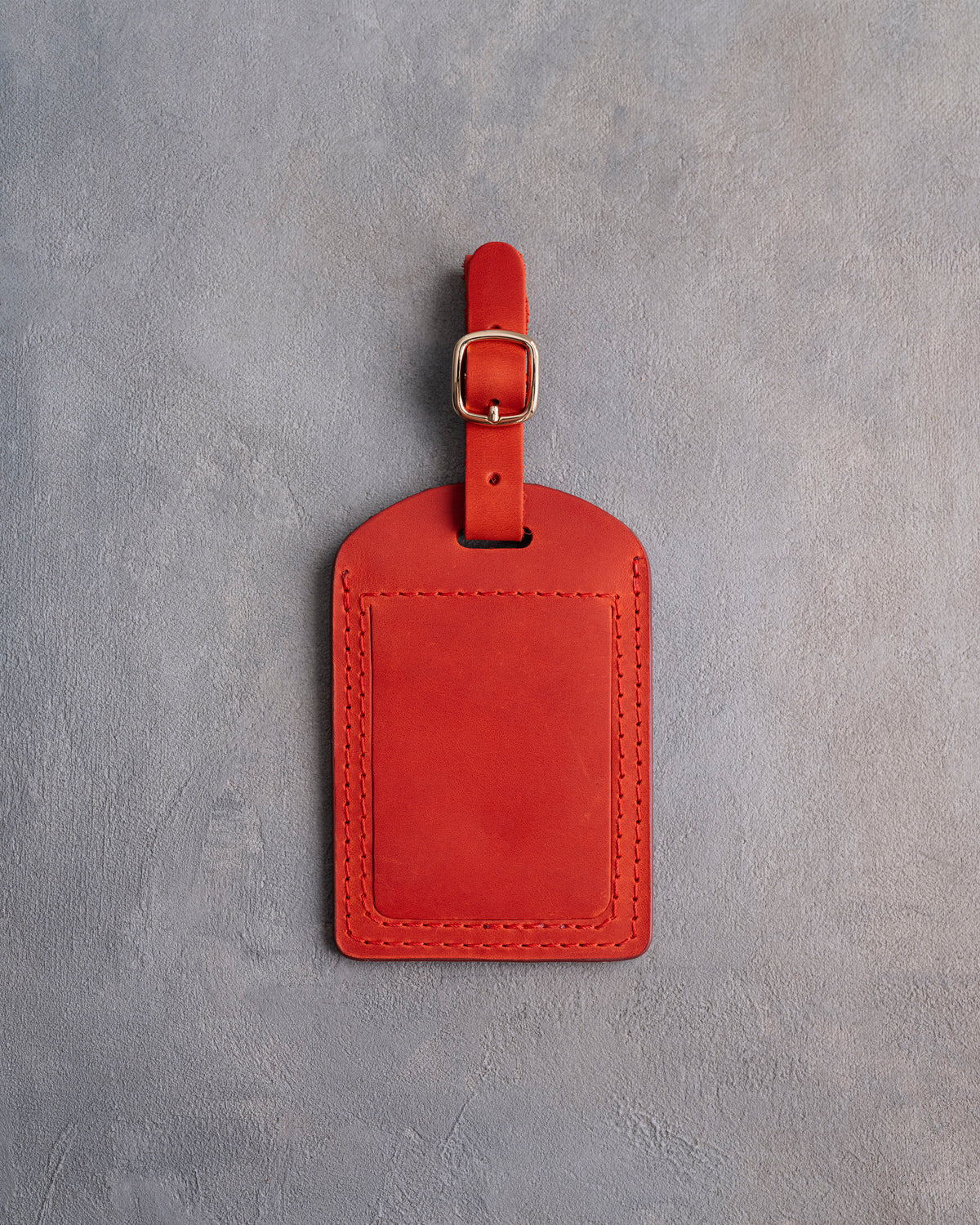 Floral Name Luggage Tag in Poppy Red Leather with hand-finished detailing