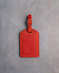 Floral Name Luggage Tag in Poppy Red Leather