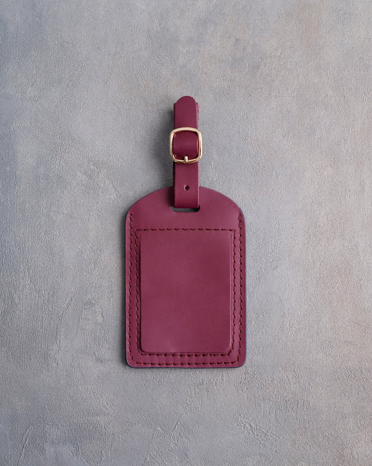 Floral Name Luggage Tag in Sangria Leather with hand-finished detailing