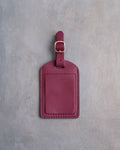 Floral Name Luggage Tag in Sangria Leather