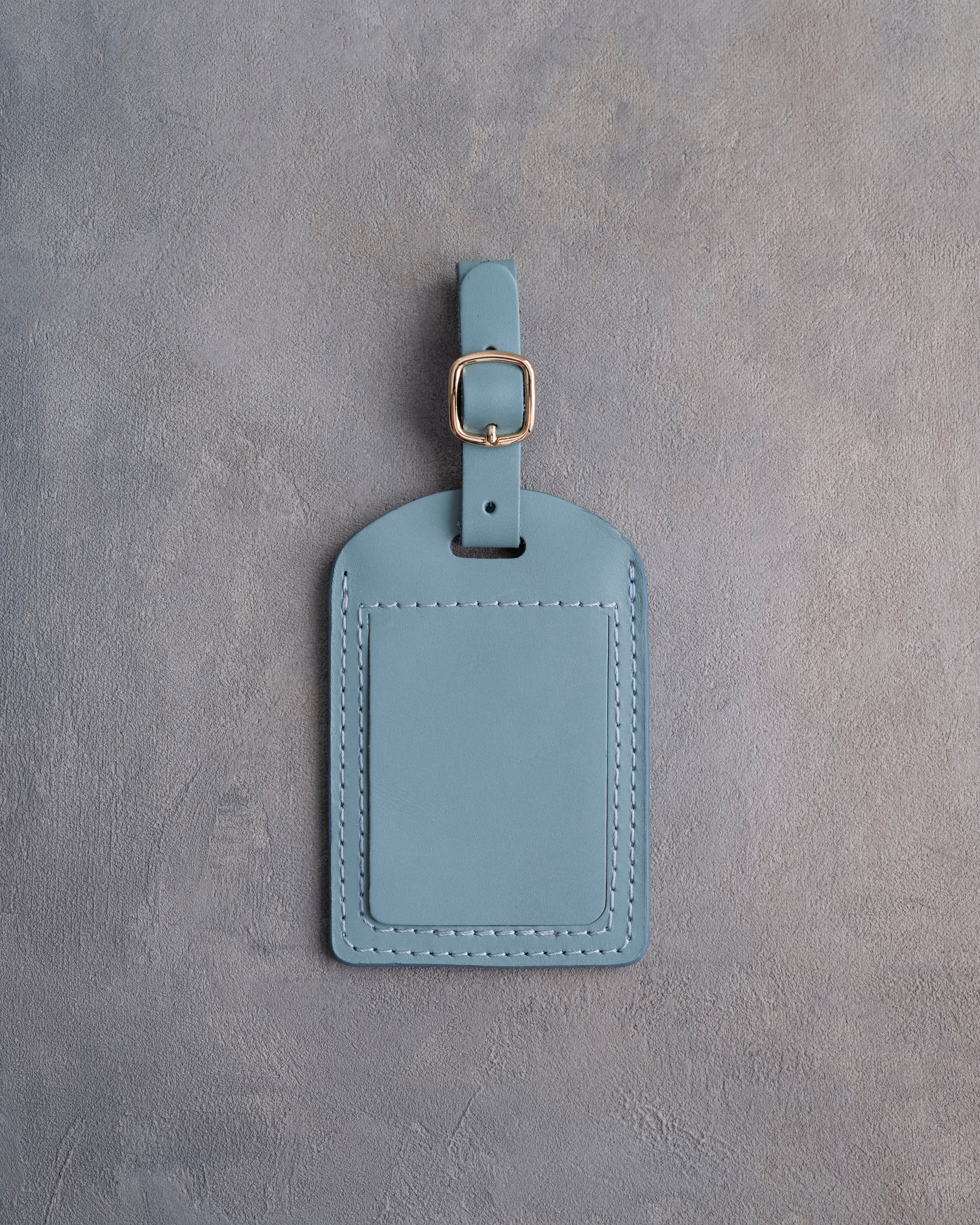Floral Name Luggage Tag in Turquoise Leather