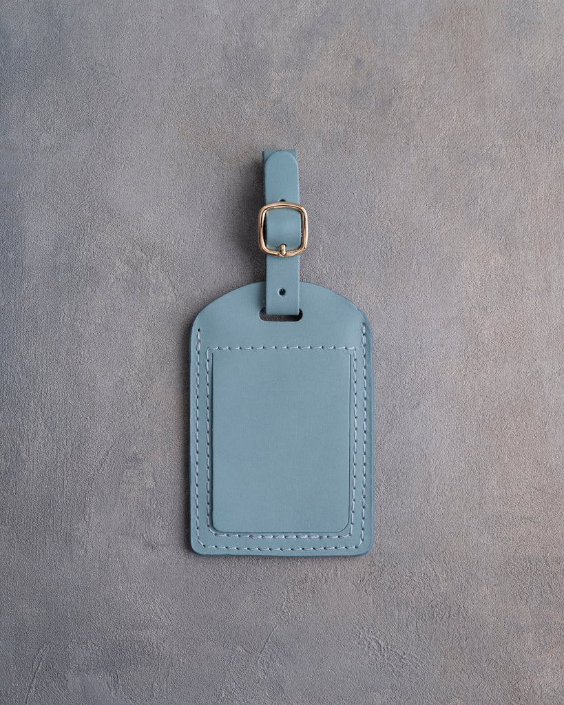 Floral Name Luggage Tag in Turquoise Leather