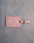 Floral Name Luggage Tag in Blush Leather