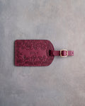 Floral Name Luggage Tag in Sangria Leather