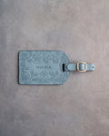 Floral Name Luggage Tag in Turquoise Leather