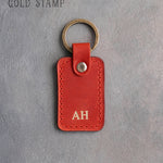 Personalized Leather Keychain in Poppy Red Leather