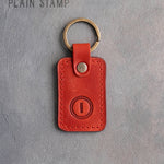 Personalized Leather Keychain in Poppy Red Leather