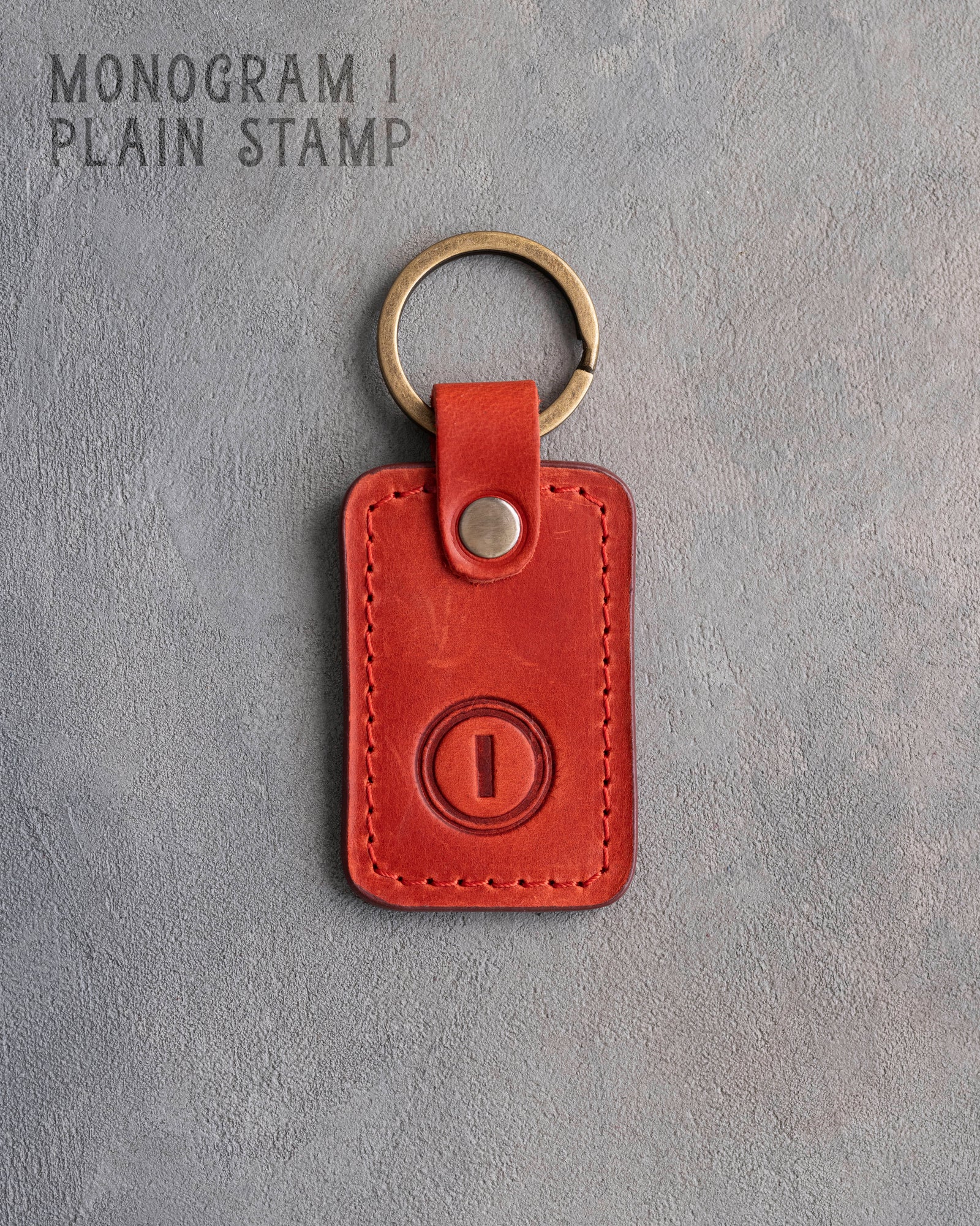 Personalized Leather Keychain in Poppy Red Leather