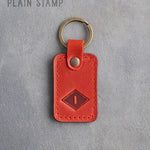 Personalized Leather Keychain in Poppy Red Leather