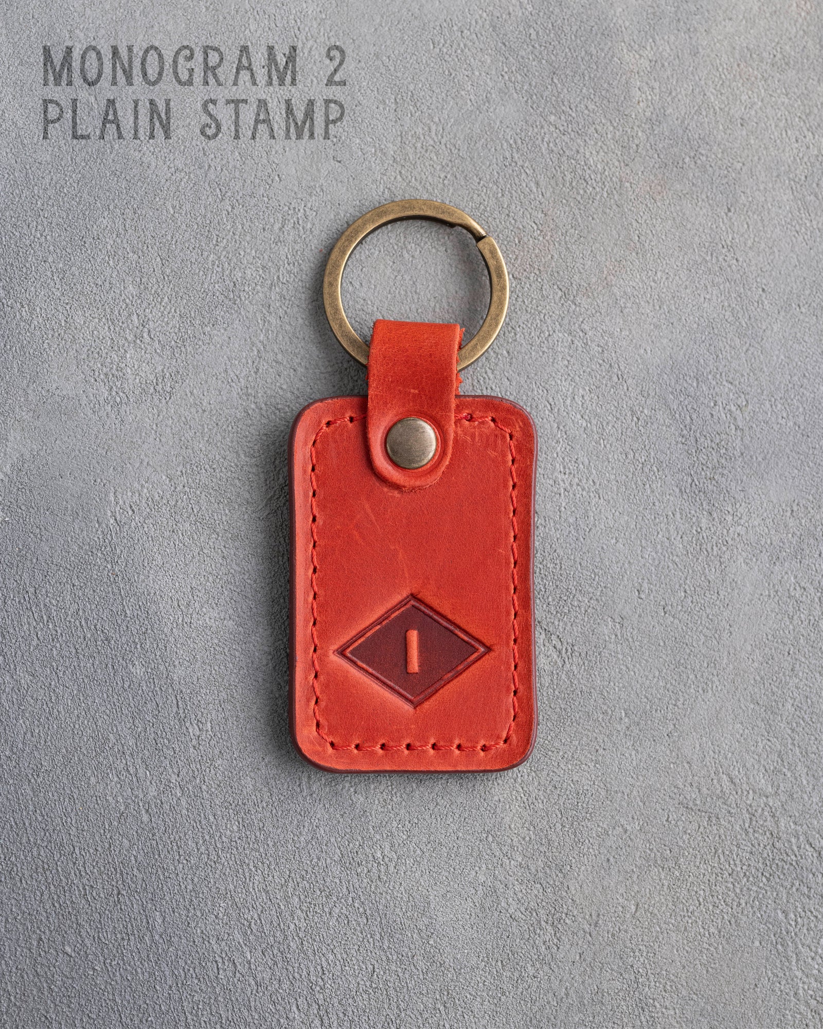 Personalized Leather Keychain in Poppy Red Leather