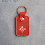 Personalized Leather Keychain in Poppy Red Leather
