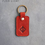 Personalized Leather Keychain in Poppy Red Leather