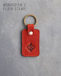 Personalized Leather Keychain in Poppy Red Leather