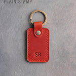Personalized Leather Keychain in Poppy Red Leather