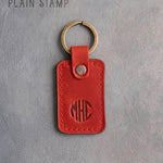 Personalized Leather Keychain in Poppy Red Leather