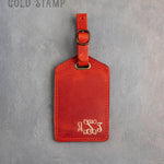 Poppy Red Leather Luggage Tag Personalized