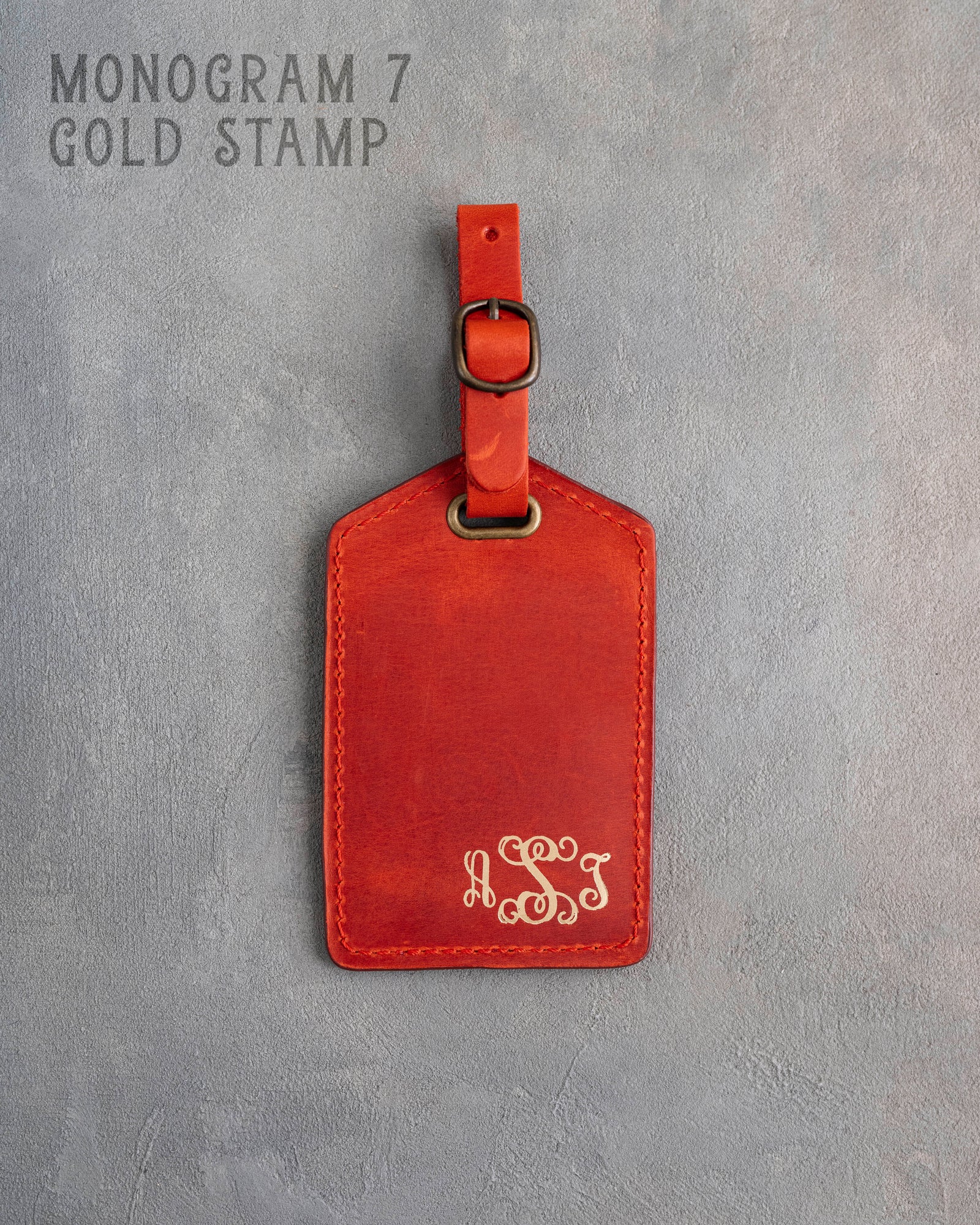 Poppy Red Leather Luggage Tag Personalized