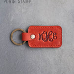 Personalized Leather Keychain in Poppy Red Leather