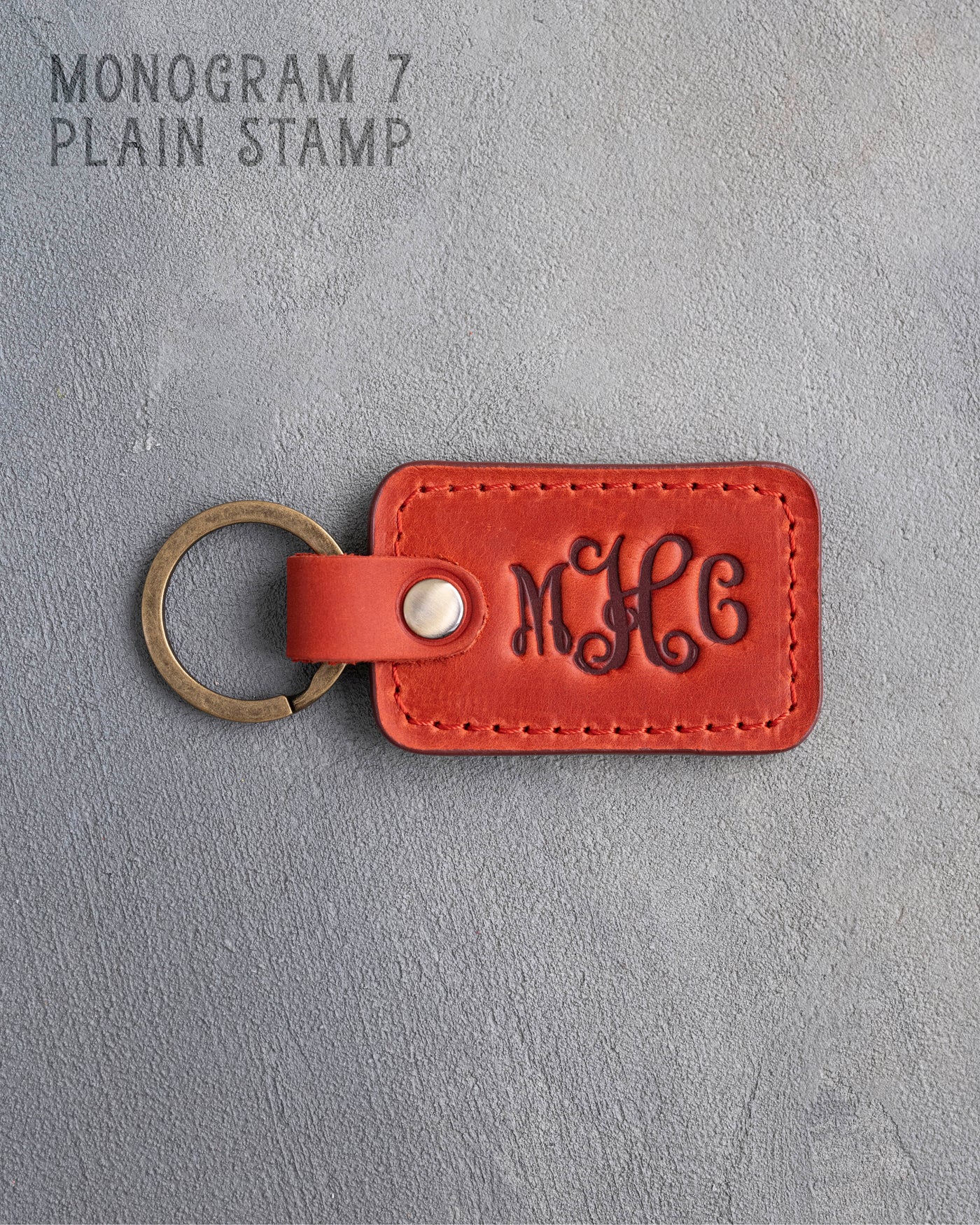 Personalized Leather Keychain in Poppy Red Leather
