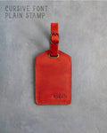 Poppy Red Leather Luggage Tag Personalized