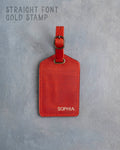 Poppy Red Leather Luggage Tag Personalized