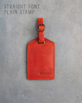 Poppy Red Leather Luggage Tag Personalized