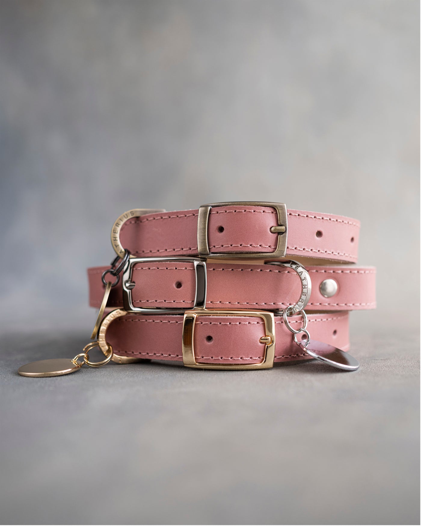 Dog Collar in Parisian Blossom leather with classy pin buckle