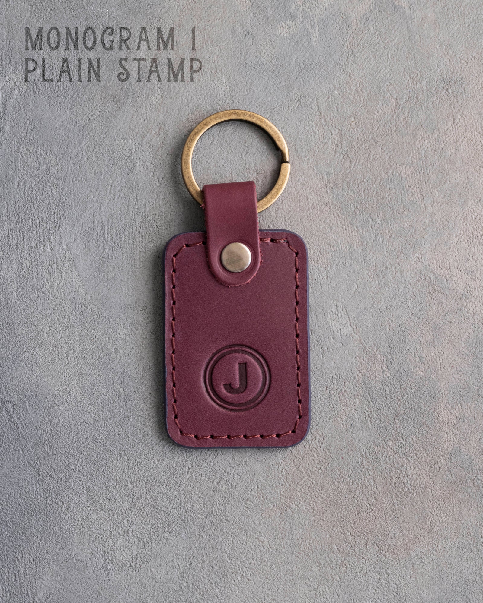 Personalized Leather Keychain in Sangria Leather