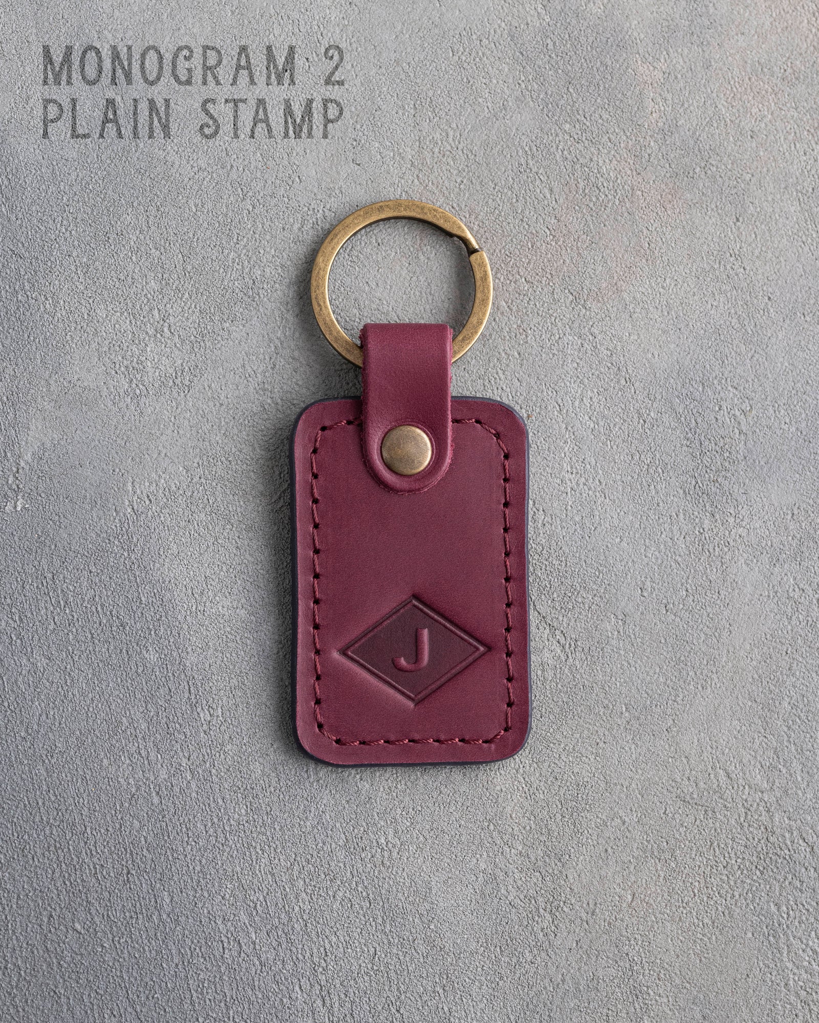 Personalized Leather Keychain in Sangria Leather