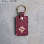 Personalized Leather Keychain in Sangria Leather