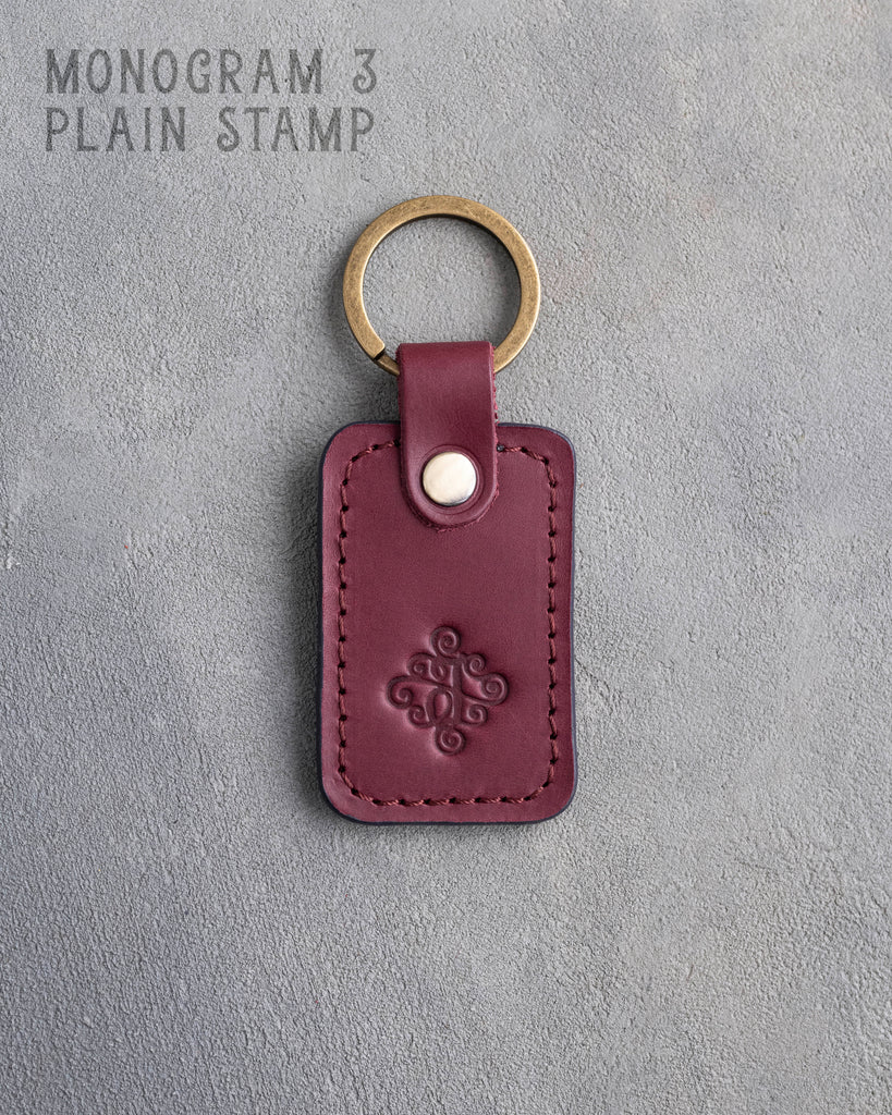 Personalized Leather Keychain in Sangria Leather