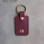 Personalized Leather Keychain in Sangria Leather