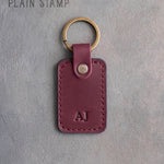 Personalized Leather Keychain in Sangria Leather