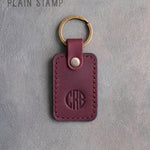 Personalized Leather Keychain in Sangria Leather