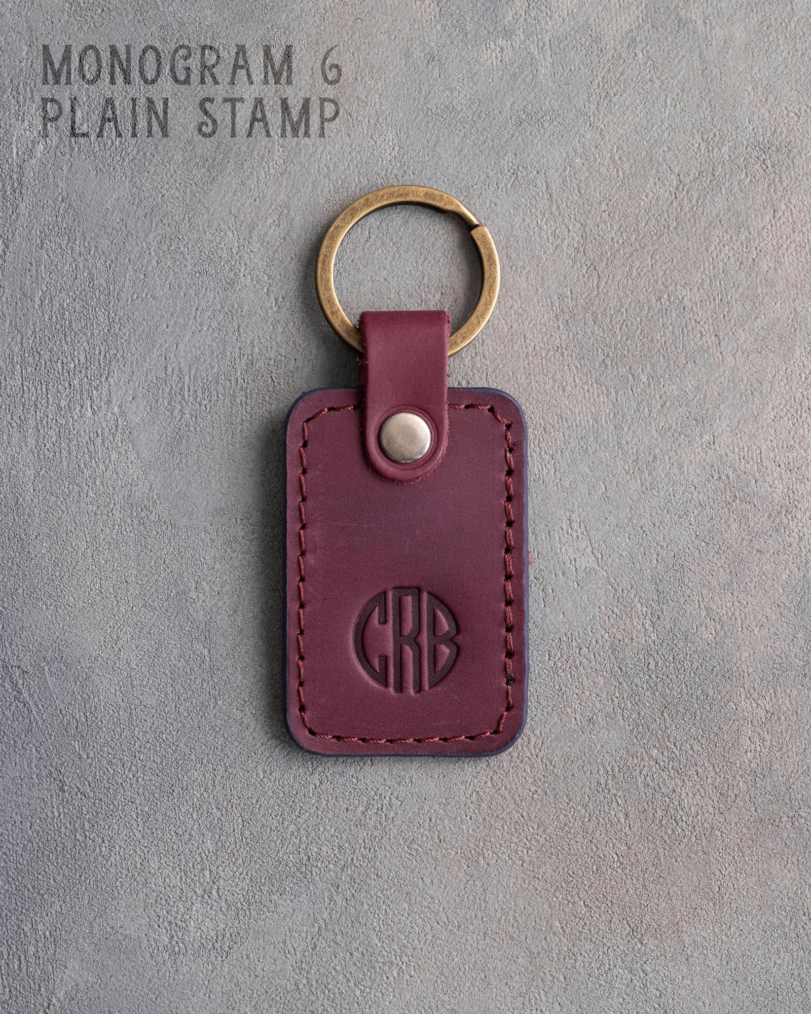 Personalized Leather Keychain in Sangria Leather