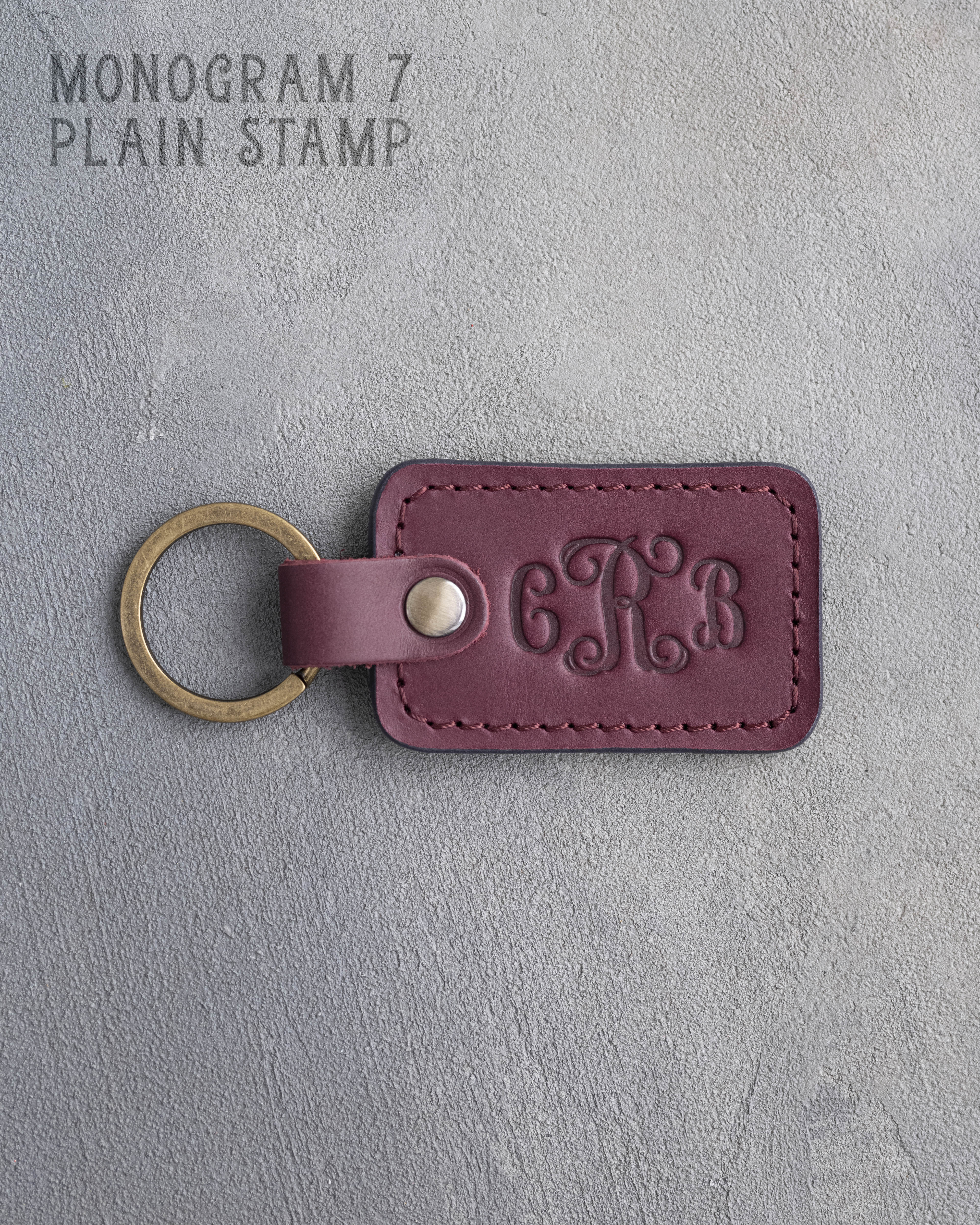 Personalized Leather Keychain in Sangria Leather