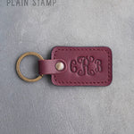 Personalized Leather Keychain in Sangria Leather