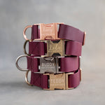 Dog Collar in Sangria leather with fast release buckle