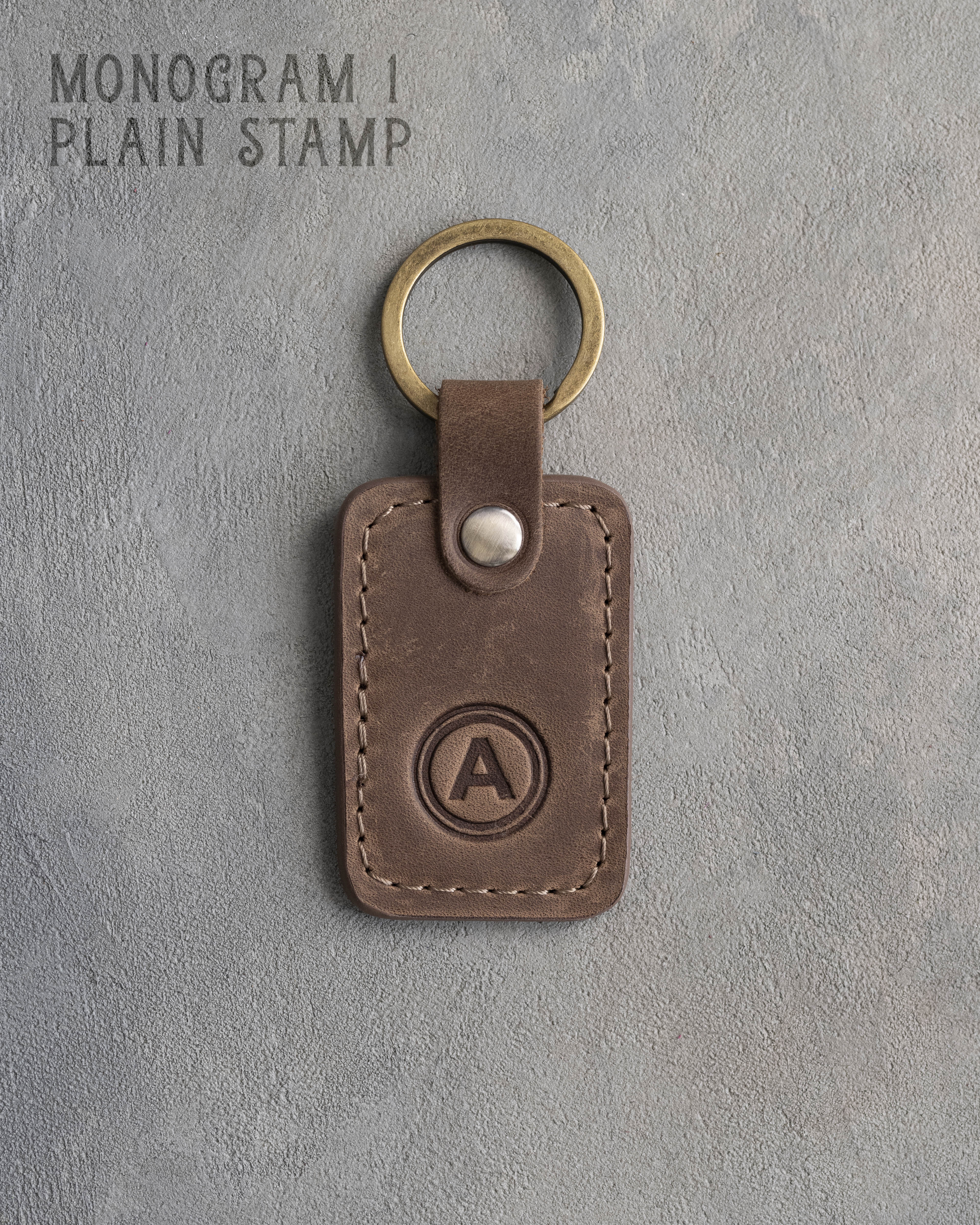 Personalized Leather Keychain in Sicilian Brown Leather
