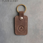 Personalized Leather Keychain in Sicilian Brown Leather
