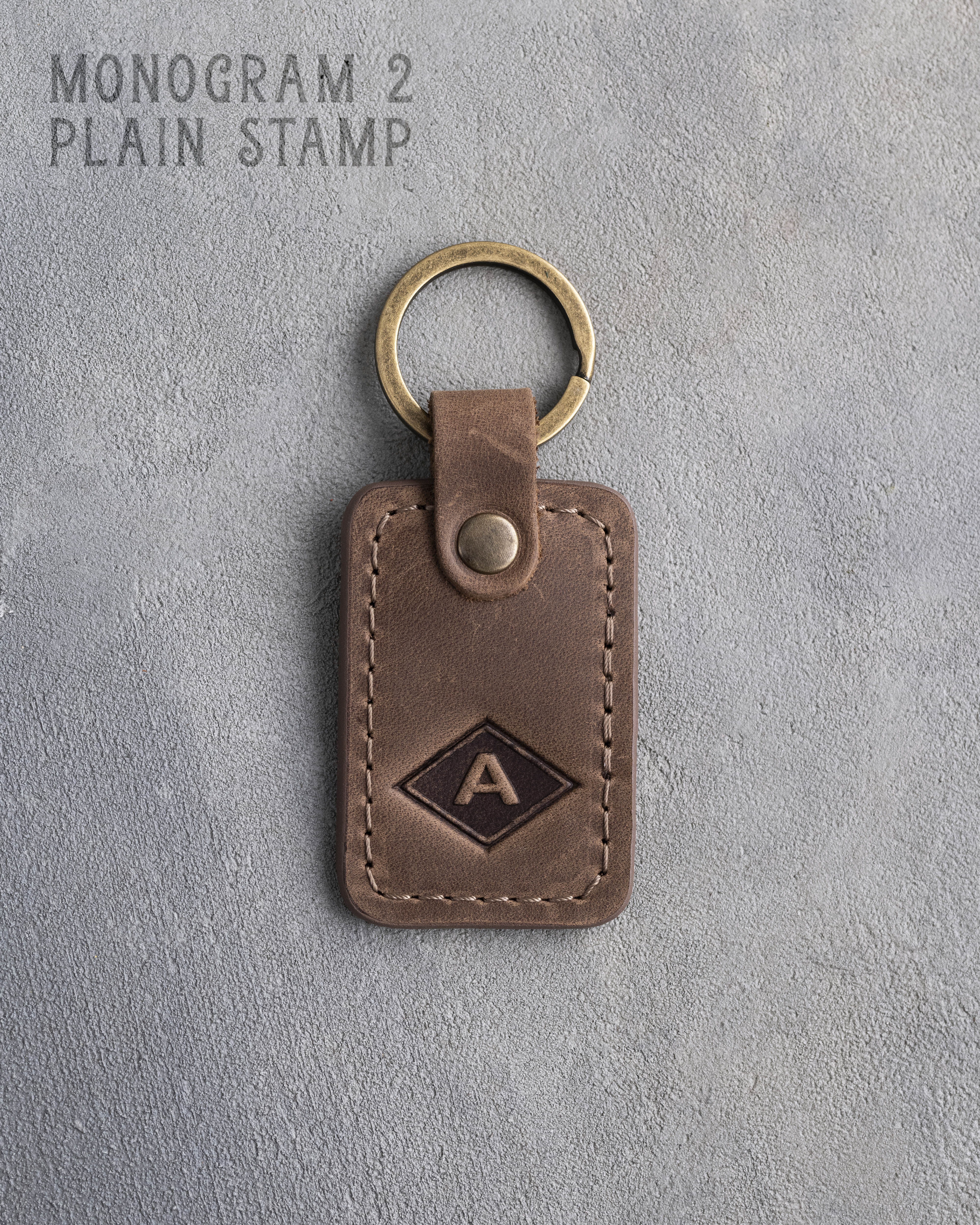 Personalized Leather Keychain in Sicilian Brown Leather