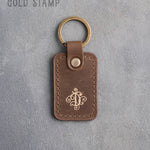 Personalized Leather Keychain in Sicilian Brown Leather