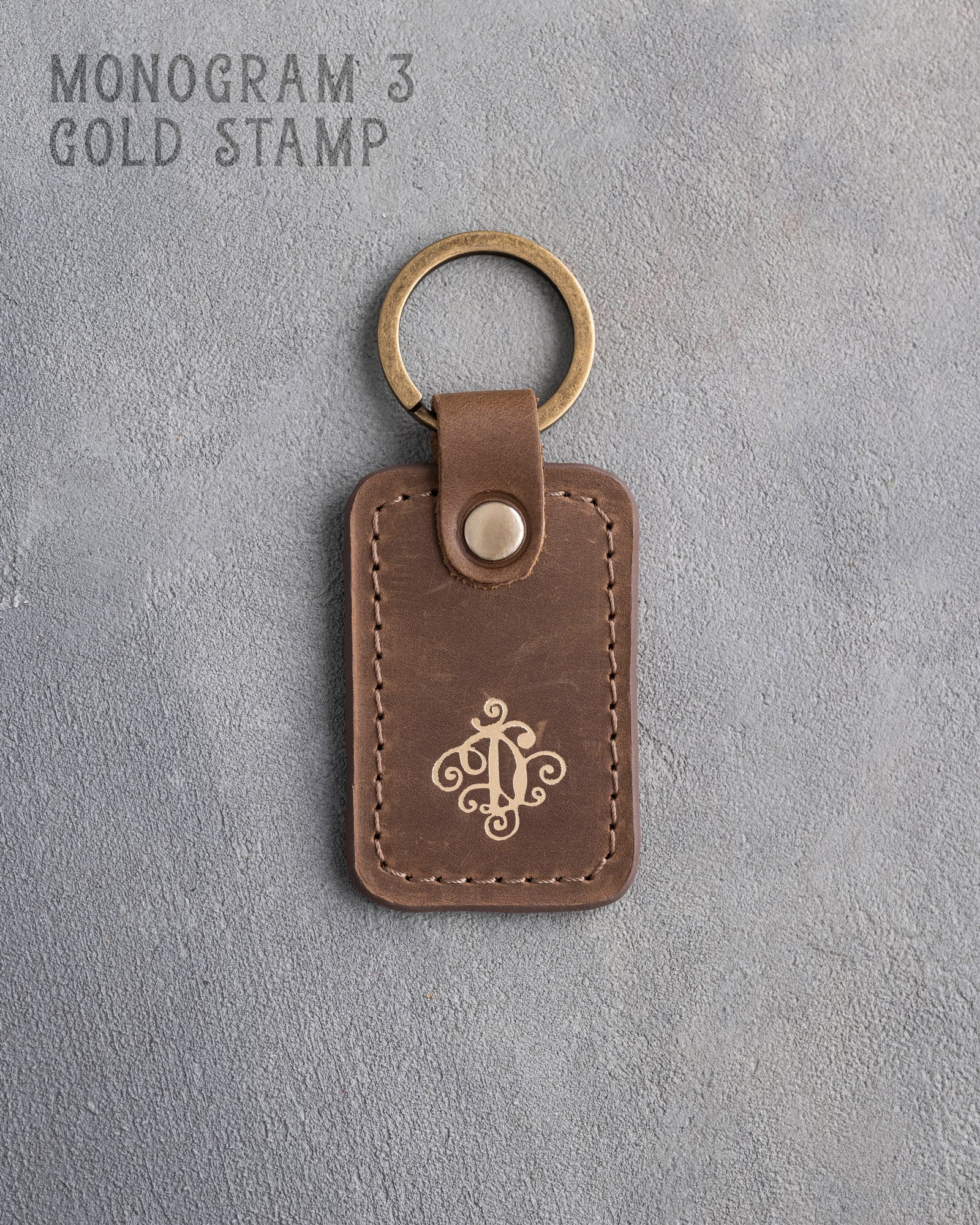 Personalized Leather Keychain in Sicilian Brown Leather