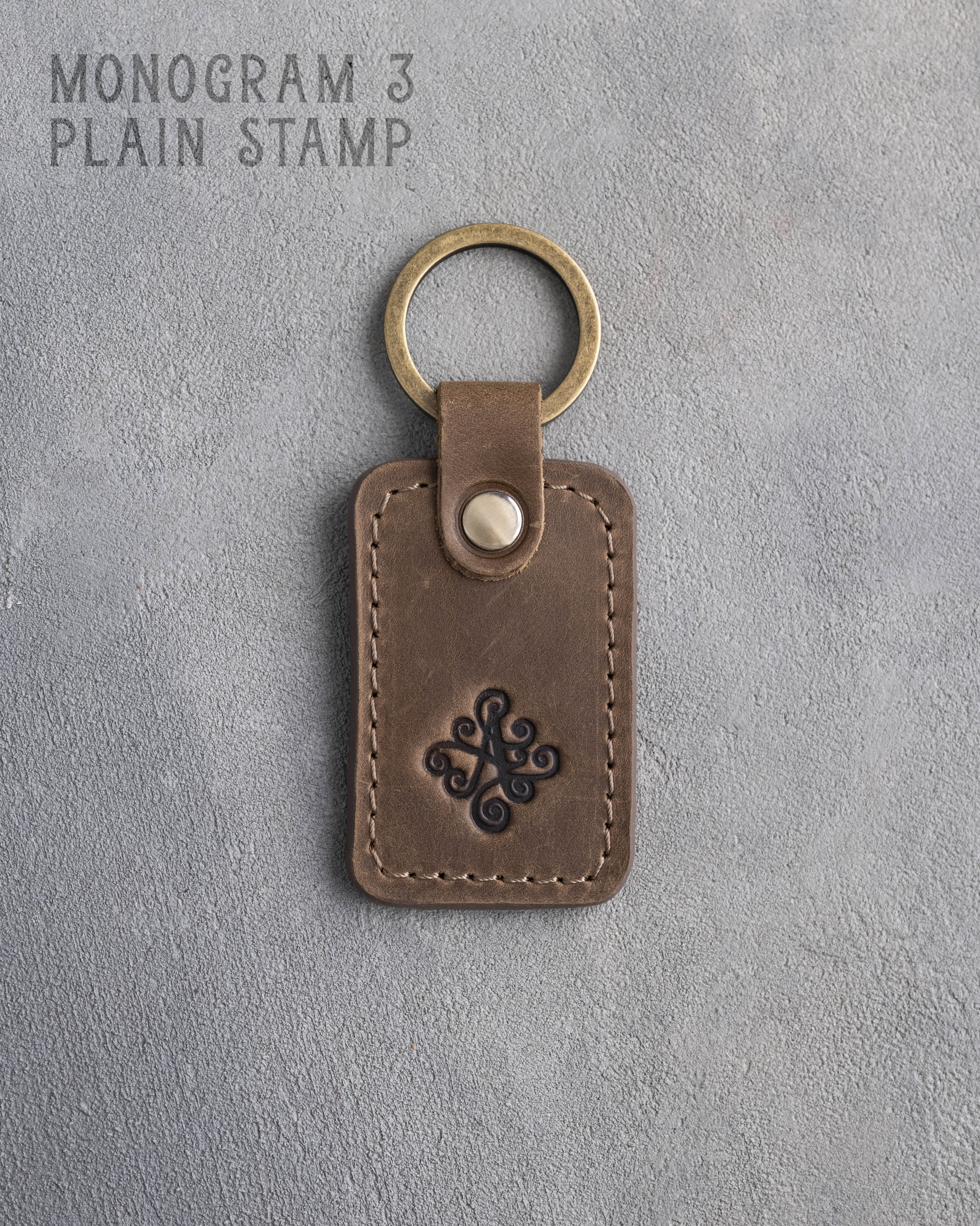 Personalized Leather Keychain in Sicilian Brown Leather